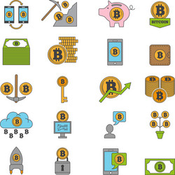 Bitcoin and other symbols of crypto industry vector