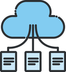 cloud computing with documents line and fill style vector image