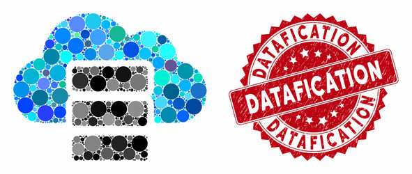 collage cloud database with textured datafication vector image