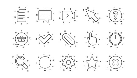 Document time and question mark line icons vector