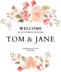 Hand-drawn botanical wedding invitation card vector