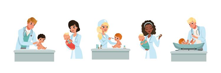 man and woman pediatrician with little kids Vector Image