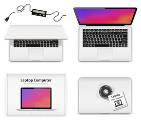 Notebook opened and closed laptop in box vector
