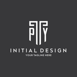 py monogram initial name with shield shape icon vector image