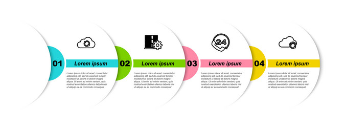 set line cloud sync refresh server setting vector image