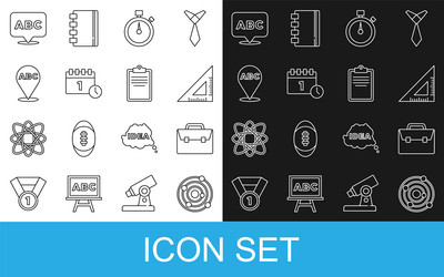 set line solar system briefcase triangular ruler vector image
