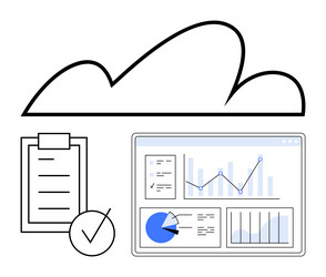 cloud data management with analytics dashboard vector image