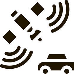 Satellite connection with car icon glyph vector