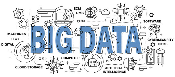 big data technology and ai artificial vector image