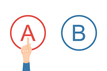 Making decision concept symbol two option a and b vector