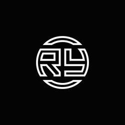 Ry logo monogram with negative space circle Vector Image