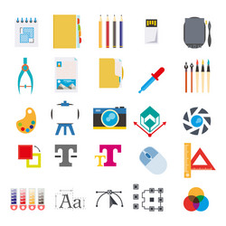 Toolkit for art creation program isolated icons vector