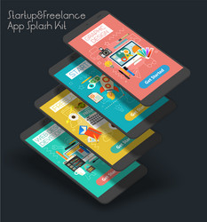 flat design responsive ui mobile app with 3d vector