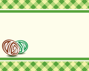 Frame with eggs on a plaid background easter vector