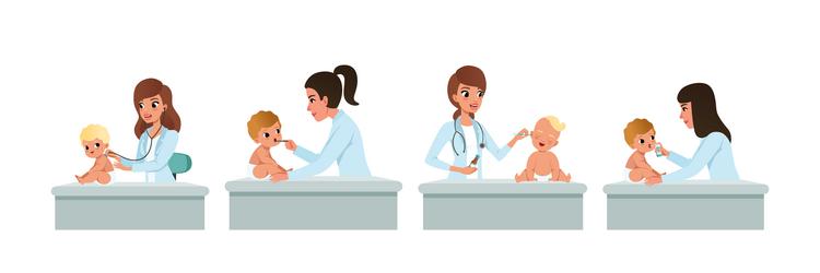 woman pediatrician with little kids on medical Vector Image