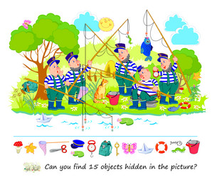 can you find 15 objects hidden in the picture vector image