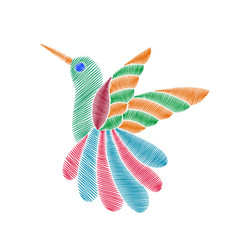 Colorful Hummingbird Embroidery Vector Image