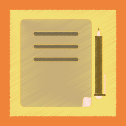Flat shading style icon notebook and pen vector