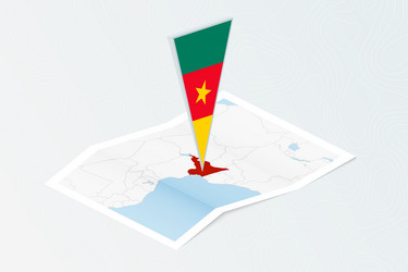 isometric paper map of cameroon with triangular vector image