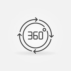 360 degrees circle with arrows linear icon vector