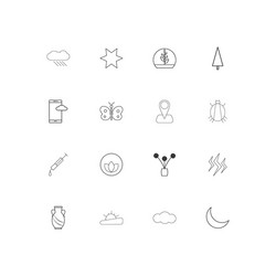 Nature linear thin icons set outlined simple vector