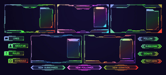 stream overlay mmo game menu neon space ui vector image
