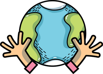 earth planet with hands and peace symbol vector