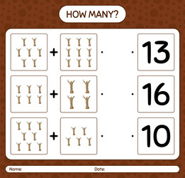 how many counting game with dead tree worksheet vector image