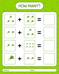 how many counting game with leek worksheet vector image