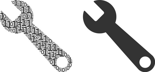 Wrench mosaic of binary digits vector