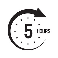 five hours clock bold number countdown timer vector image