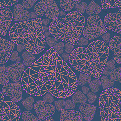 heart with connected lines and dots wireframe mesh vector image