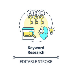 2d customizable keyword research line icon concept vector