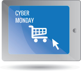 an isolated tablet with a cart text and mouse vector image
