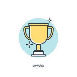 Flat lined trophy icon vector