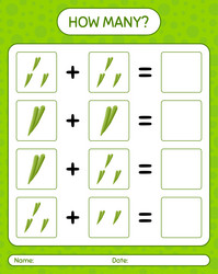 how many counting game with okra worksheet vector image
