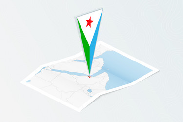 isometric paper map of djibouti with triangular vector image