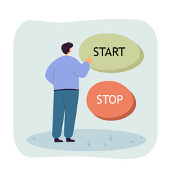 man standing in front of huge start and stop vector image