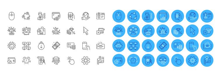 puzzle options route and scroll down line icons vector image