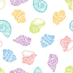 seamless pattern from colorful seashell vector image