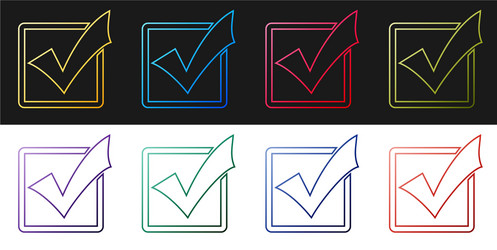 Set check mark in a box line icon isolated vector