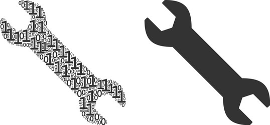 Wrench mosaic of binary digits vector
