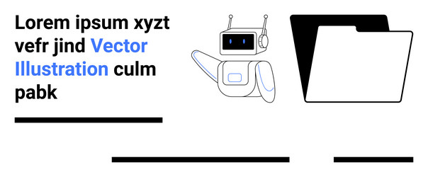 futuristic robot beside file folder for digital vector image