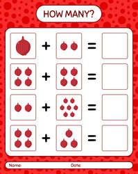 how many counting game with onion worksheet vector image