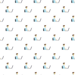 operator in a headset with laptop pattern vector image