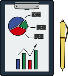 Writing tablet with analytics chart icon vector