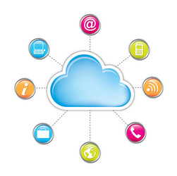 Cloud computing with communication icons isolated vector