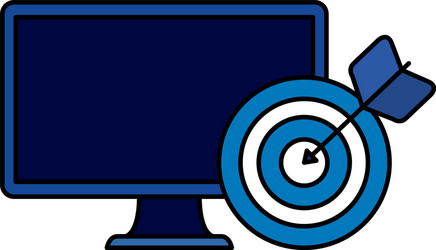 desktop computer device with target arrow vector image