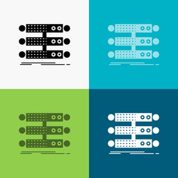 Server structure rack database data icon over vector