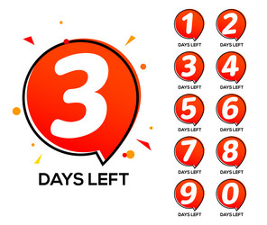 Countdown left days one two three day number Vector Image